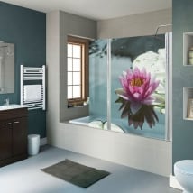 Vinile decorativo schermi del bagno fiore di loto