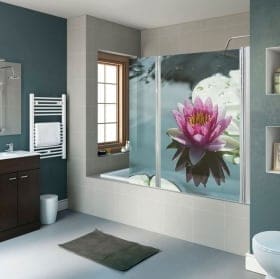 Vinile decorativo schermi del bagno fiore di loto