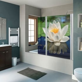 Vinile decorativo schermi del bagno fiore di loto