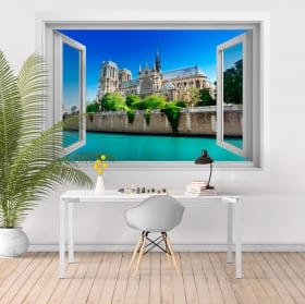Finestra in vinile 3d cattedrale notre dame france