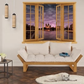 Adesivi murali tramonto a kinderdijk olanda 3d