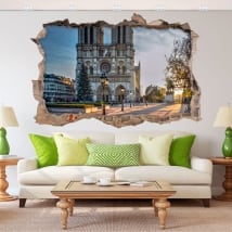 Adesivi in vinile 3d cattedrale notre dame parigi francia