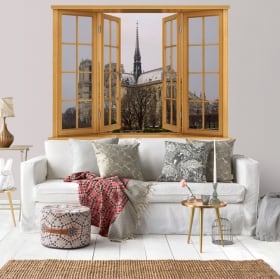 Finestre 3d cattedrale di notre dame paris france