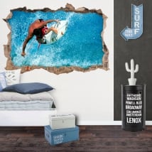 Adesivi decorativi 3d surfista sull'onda