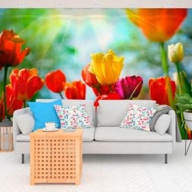 Murales in vinile fiori di tulipani