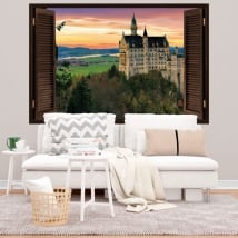 Vinile e adesivi 3d finestra castello di neuschwanstein