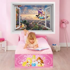 Vinile decorativo 3d finestra castello di disneyland