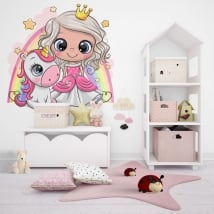 Vinili bambini o giovani principessa e unicorno