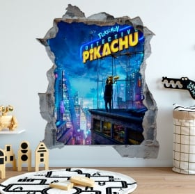 Adesivi decorativi 3d pok&eacute;mon detective pikachu