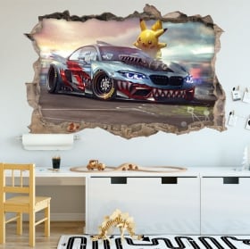 Adesivi in vinile 3d pikachu pok&eacute;mon bmw m2