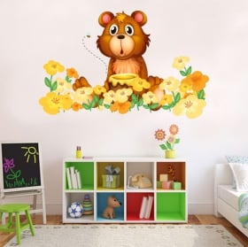 Vinili bambini o giovani orso e fiori