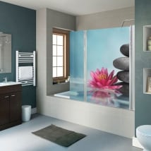 Vinili schermi del bagno fiore di loto e pietre zen