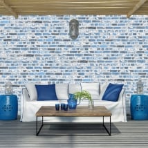 Murales in vinile con mattoni blu