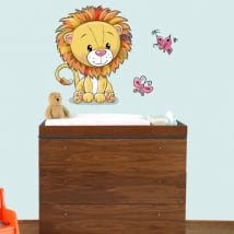 Vinile per bambini o di neonati leone e farfalle