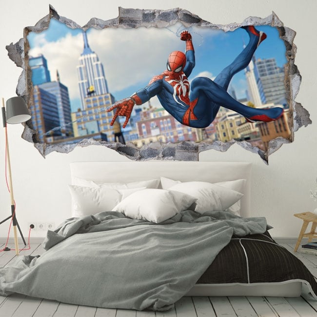 Wall Graphics Adesivi Murali Buco nel Muro Spiderman Decorazioni murali 41 XXL - 115 x 75 cm 