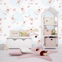 Murales giovanile o bambini cani con cuori