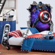 Vinile decorativo 3d marvel capitan america