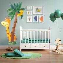 Vinile per bambini o neonati giraffa e palma acquerello