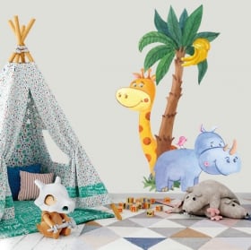 Vinile per bambini coccodrillo e palma acquerello