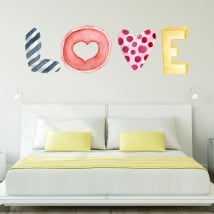 Adesivi murali testo love in acquerello
