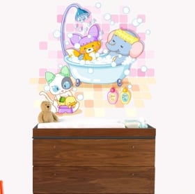 Vinile per bambini o di beb&egrave; animali che bagnano