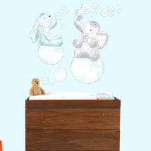 Vinile per bambini o neonati animali con bolle di sapone