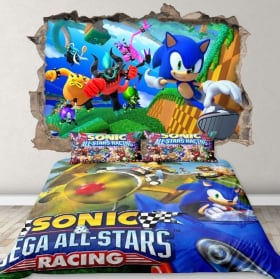 Vinile decorativo 3d videogioco sonic