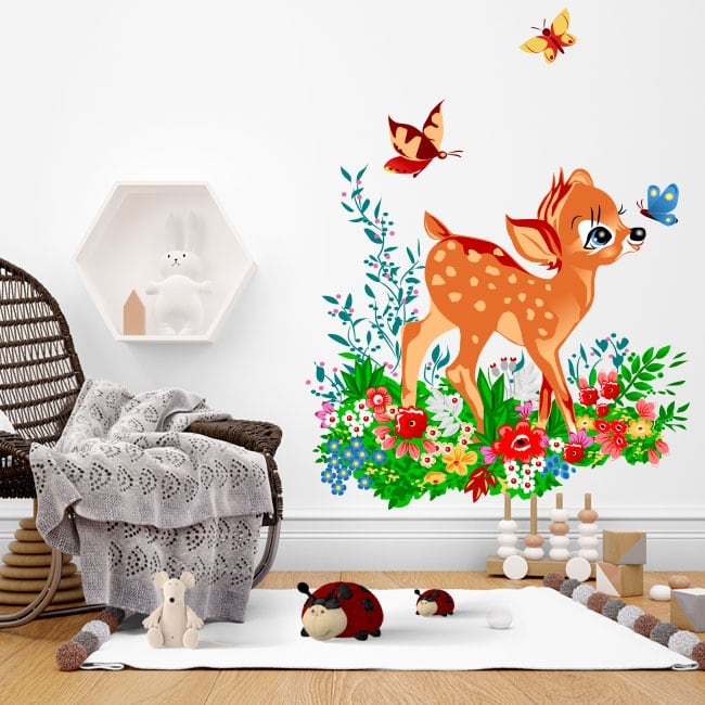 🥇 Vinile e adesivi per bambini bambi con farfalle 🥇