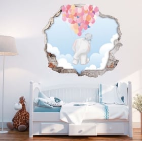 Vinili 3d bambini o neonati il volo dell'elefante e del cane