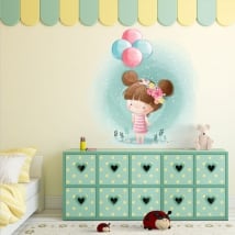 Vinile decorativo per bambini ragazza con palloncini
