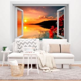 Finestre in vinile 3d doppio tramonto