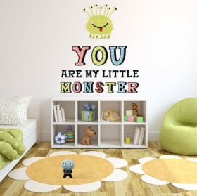 Vinile decorativo acquerello felice mostro e farfalla