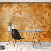 Murales adesivi mappa del mondo vintage
