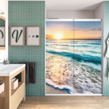 Vinili schermi da bagno tramonto sulla spiaggia