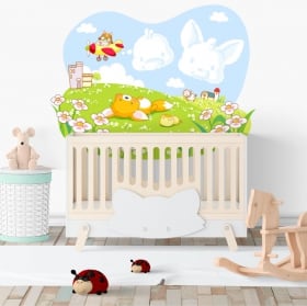 Vinile e adesivi per bambini o neonati volpe e pulcino