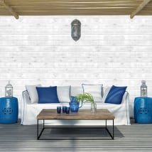 Murales in vinile con effetto legno bianco