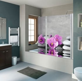 Vinili schermi da bagno pietre e fiori zen