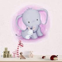 Vinile e adesivi per bambini o neonati elefante e coniglio