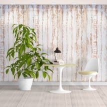 Murales in vinile effetto legno bianco rustico