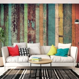 Murales in vinile effetto legno bianco rustico