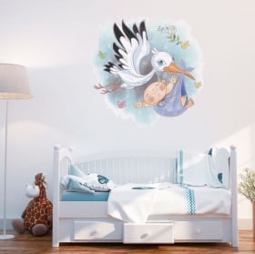 Vinile decorativo figli cicogna per i bambini