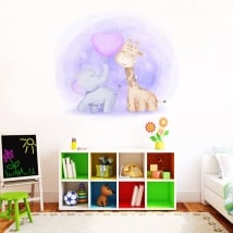 Vinile per bambini o neonati giraffa ed elefante