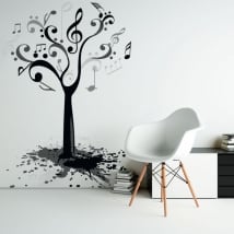 Vinile e adesivi albero con note musicali