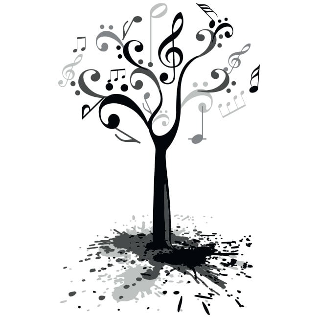 🥇 Vinile e adesivi albero con note musicali 🥇