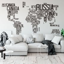 Vinile e adesivi mappa del mondo di testo