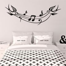 Vinile decorativo pentagramma musicale e uccelli