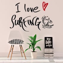Vinile decorativo frasi i love surfing