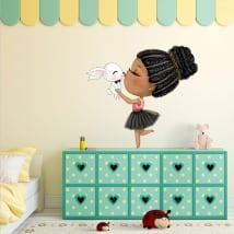 Adesivi in vinile ragazza e coniglio