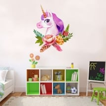 Vinile o adesivi unicorno dell'acquerello