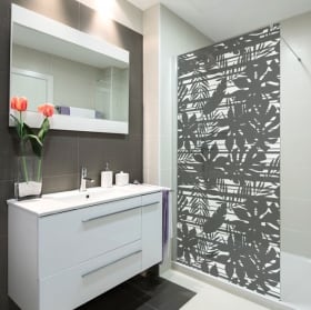 Vinili schermi da bagno foglie tropicali e linee